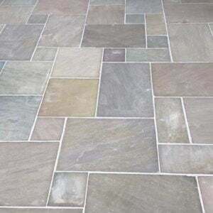 Raj Green Indian Sandstone paving in a patio kit format