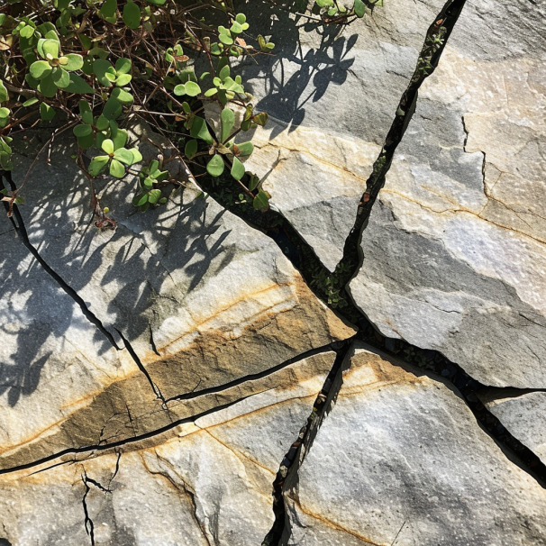 cracked sandstone paving